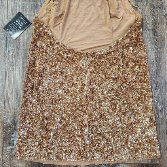 Retrofete Olivia Halter Sequin Mini Dress in Nude Halle Size XL NWOT Open Back - Picture 9 of 13